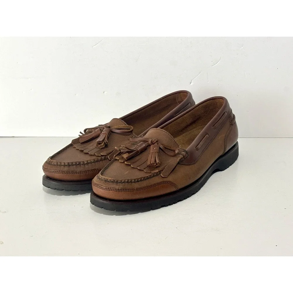 Cole Haan Pinch Kiltie Tassel Loafers Mens 11M British Tan Leather Dress Shoes